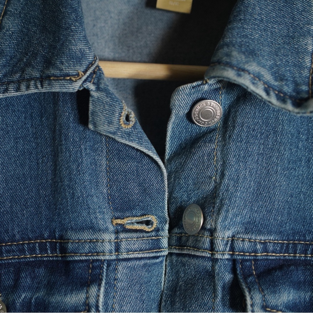 Vintage Sears Roebuck Distressed Denim Jacket Trucker Womens Small Blue Jean - Picture 5 of 9